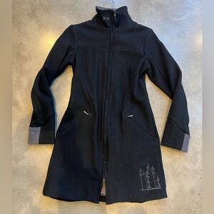 Ibex Elegant Black Women's wool Coat XS made in USA
